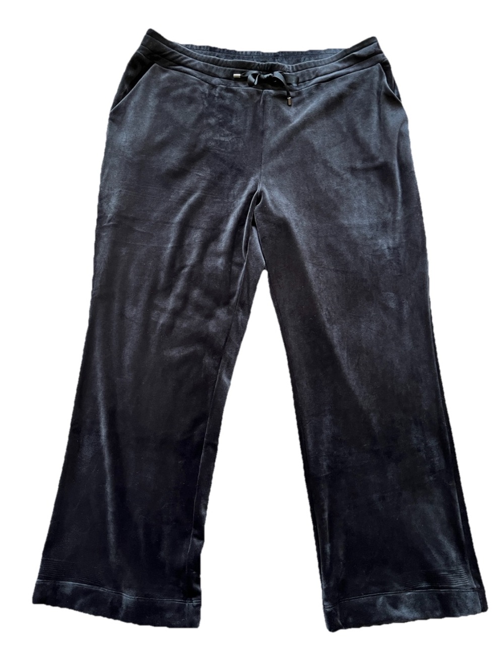 Chico's Weekends Black Velour Lounge Pants elastic waistband & drawstring size 2